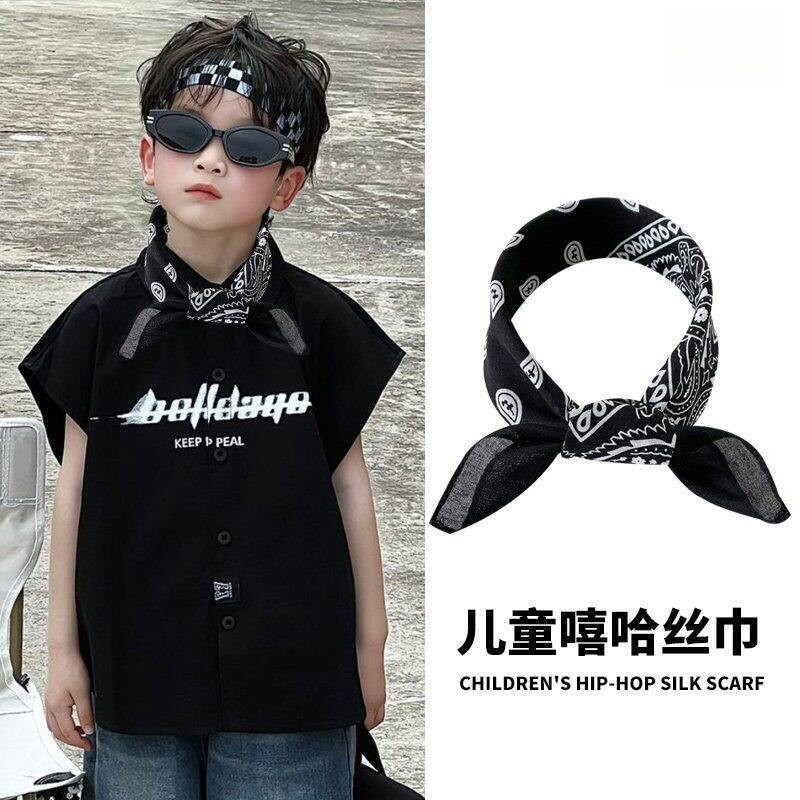儿童丝巾男孩潮流方巾腰果花男童嘻哈头巾hiphop头巾街舞发带围巾