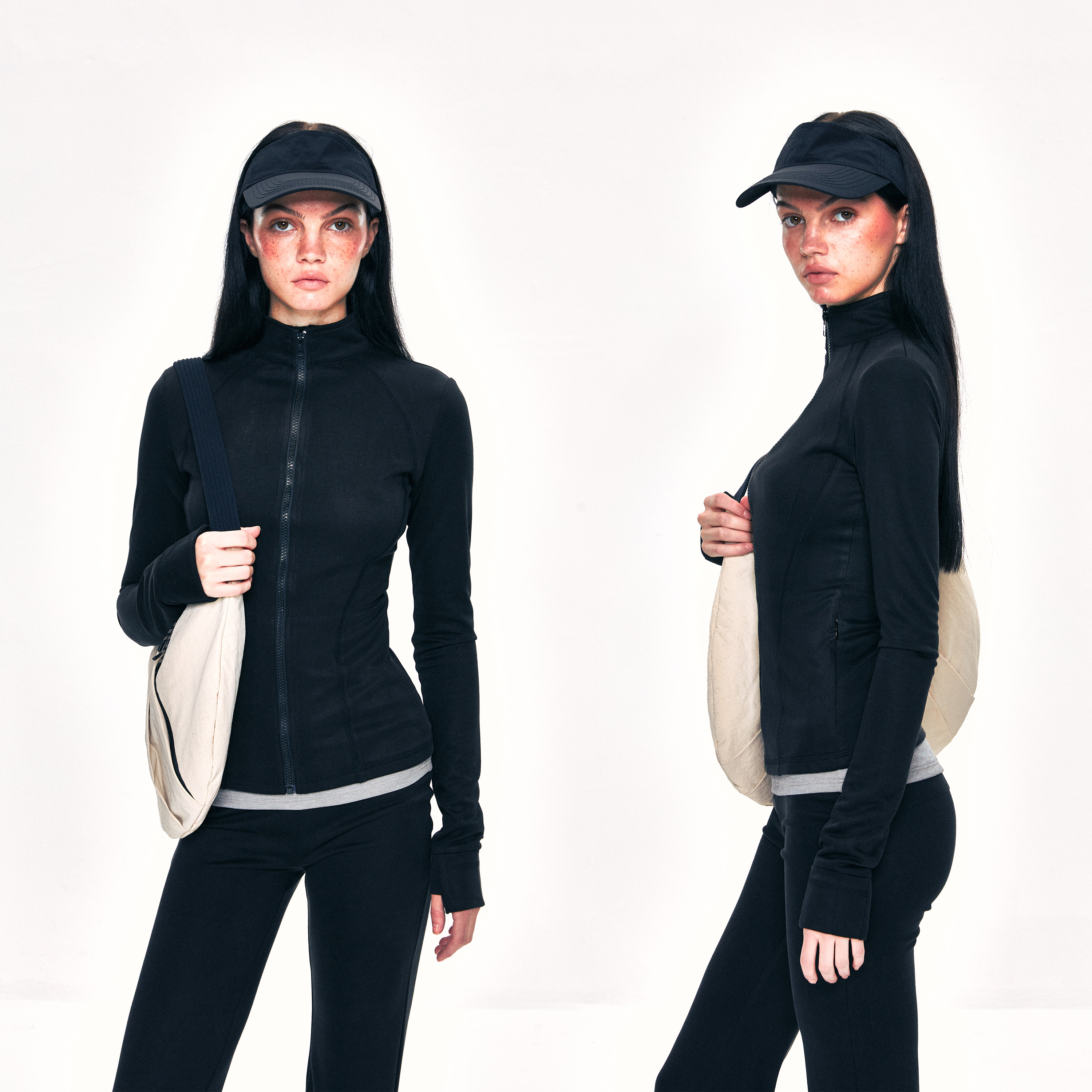 KVKV 修身瑜伽服开衫 美式复古正肩显瘦黑色外搭休闲长袖运动外套