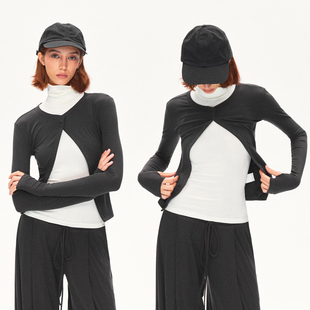 修身 KVKV 打底衫 叠穿层次感无袖 百搭背心两件套 绵羊毛高领小开衫