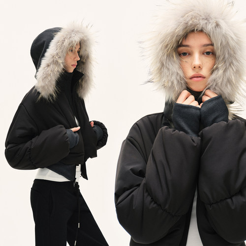 KVKV派克服大衣短款皮草外套