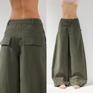 裤 KVKV弧形Baggy剪裁水洗阔腿弯刀裤 宽松休闲工装