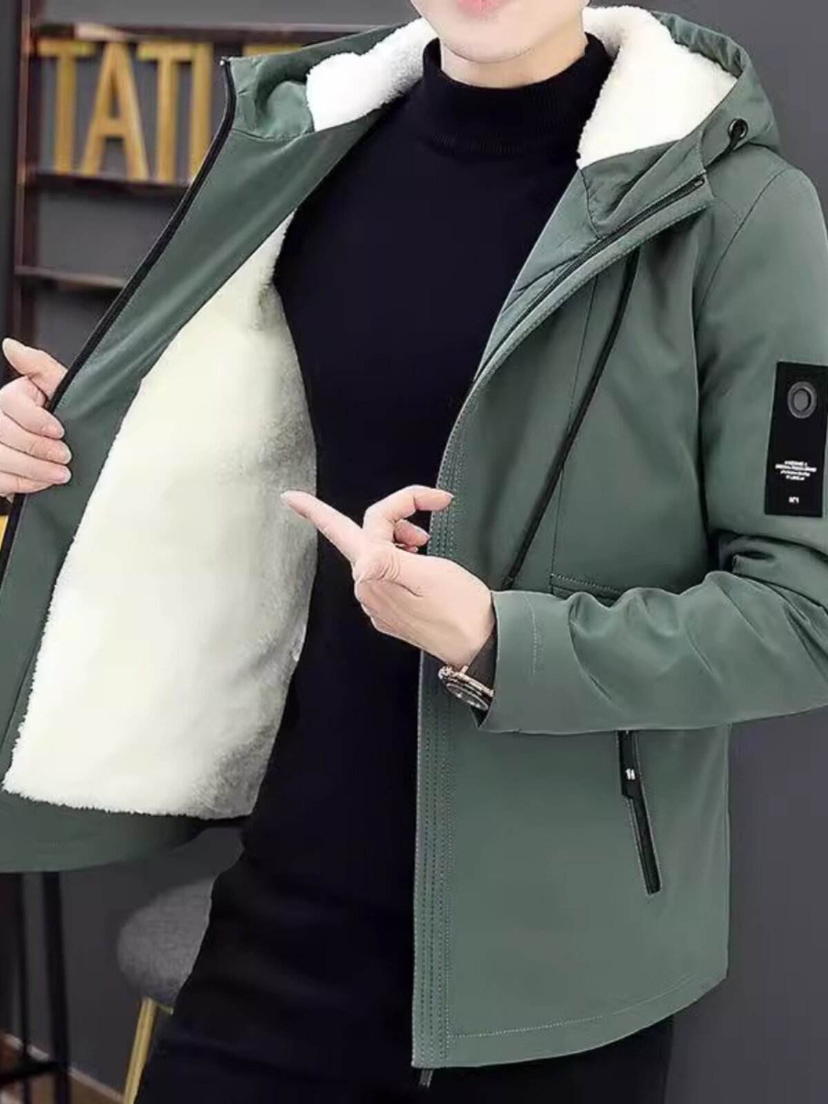 남성 자켓 가을 겨울 새 스타일 벨벳 두꺼운 탑 한국식 트렌디 한 남성용 중간 길이 윈드 브레이커 캐주얼 자켓