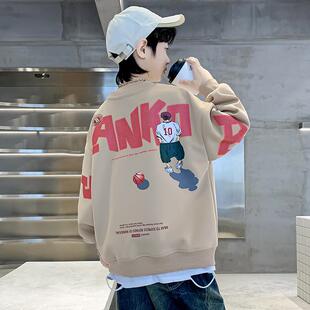 男童加绒卫衣秋冬款2025新款儿童冬季上衣痞帅风男孩春秋大童衣服