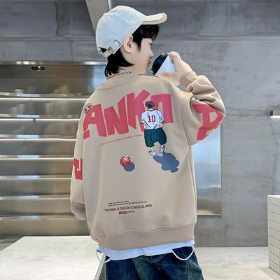 男童加绒卫衣秋冬款2025新款儿童冬季上衣痞帅风男孩春秋大童衣服