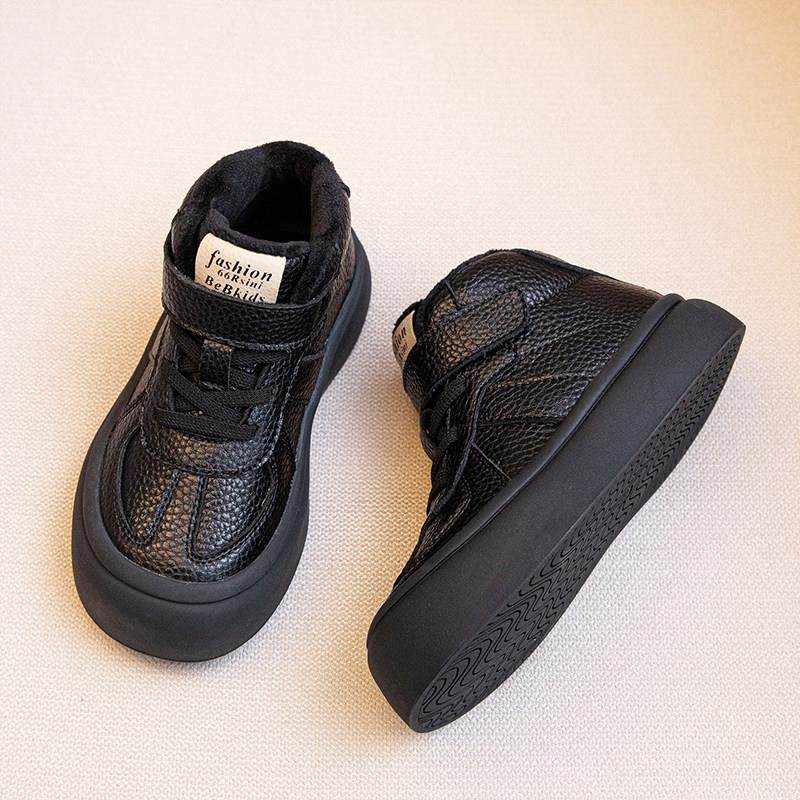 男童鞋加绒2025秋冬新款儿童软底马丁靴真皮二棉短靴大棉保暖棉鞋