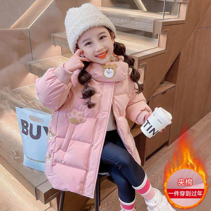 女童羽绒棉服冬款2023新款加厚洋气小童冬装棉衣宝宝儿童棉袄外套