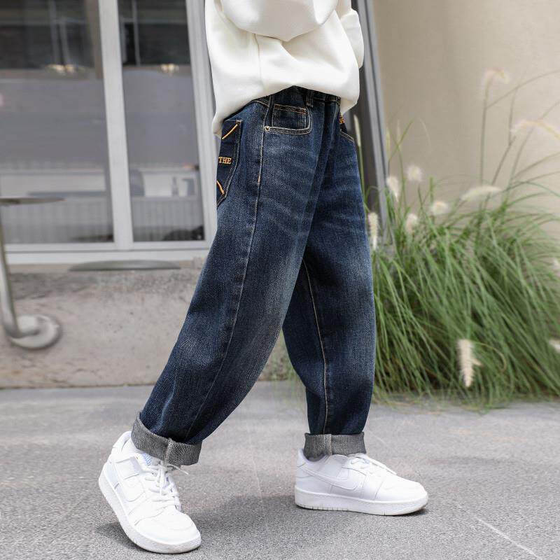 男童裤子2024新款中大童春秋季宽松休闲裤男孩儿童夏装薄款牛仔裤