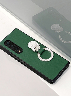适用三星z fold6折叠屏奢华指环防摔zfold5复古绿色高档水zfold3气质韩国W24心系天下W23新款zfold4折叠屏女