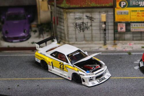 Street Weapon SW gtr r34 超级剪影 闪电涂装开盖1∶64新款