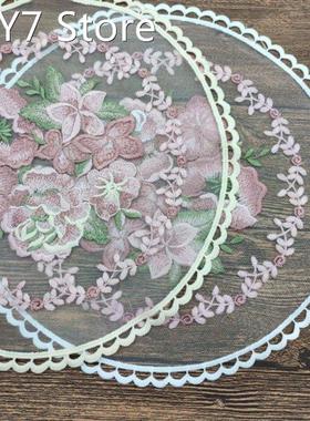 Chinese Lace Embroidery Luxury Round Placemat Coffee Coaster