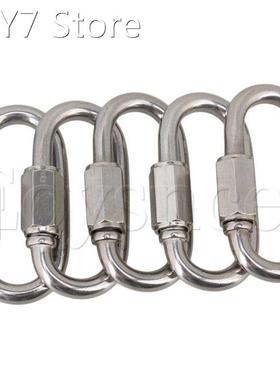 5pcs M5 Silver Stainless Steel 304 Snap Quick Hook Carabiner