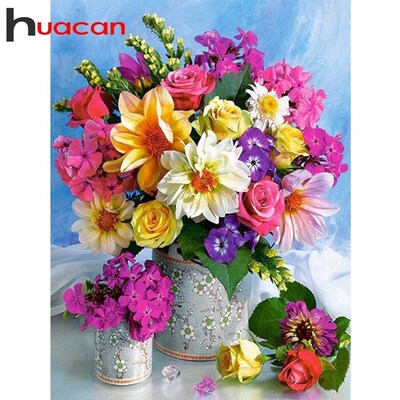 Huacan 5D DIY DIamonD PaIntIng FlowErS Full SquarE DIamonD E
