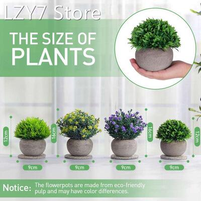 4PCS Artificial Green Bonsai Flower Potted Plants Simul