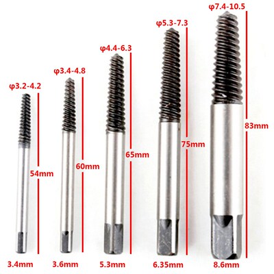 Carbon Steel 5pcs/set Screw Extractor Broken Bolt Remover Dr
