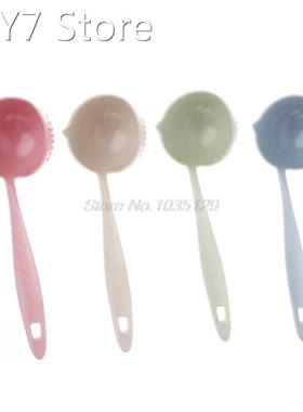 Soup Spoon 2 in 1 Wheat Straw Long Handle Home Kitchen Porri