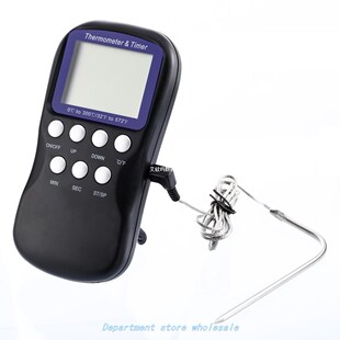 LCD Food Cooking Thermometer BBQ Meat Timer Digital Probe Th