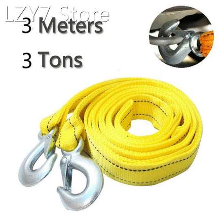 3M Heavy Duty 3Ton Car Tow Cable Towing Pull Rope Strap Hook