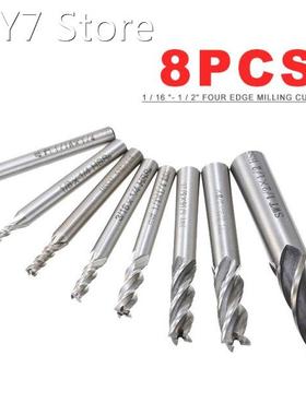 8pcs Milling Cutter Woodwork Cutter Endmill 4 Flutes Spiral