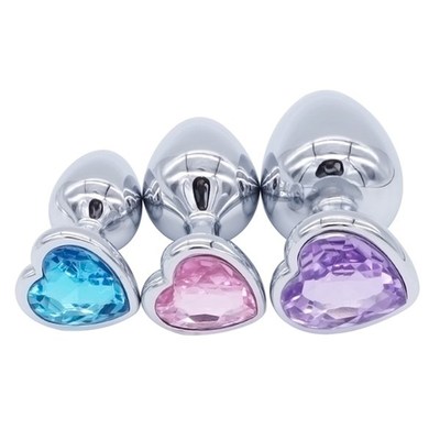 Crystal Heart Shaped Anal Plugs Metal Butt plugs anal toys