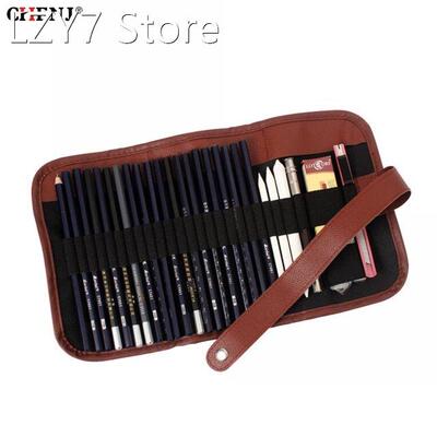 24 Holes Pencil Case Roll Brush Pen Pouch For Artist Student