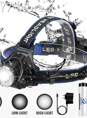 LED Headlamp Fishing Headlight T6 Zoomable Waterproof Super