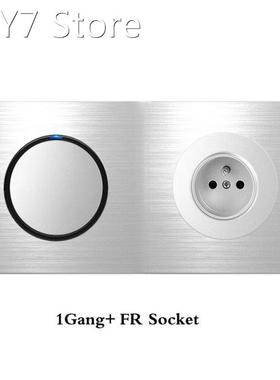 French Standard Socket Double Panel 1Gang Switch+ FR Socket