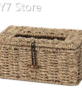 2022 New Retro Straw Tissue Storage Box Organizer Napkin Rol