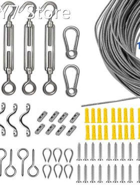 79Pcs Heavy Duty Stainless Steel Wire Rope Kit Turnbuckle Wi