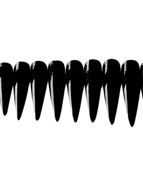10Pcs Press On Nails, Long Black Pointed Witch Stiletto Fake