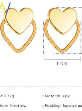 Gold Heart Earrings For Women Punk Hollow Stud Jewelry Gift
