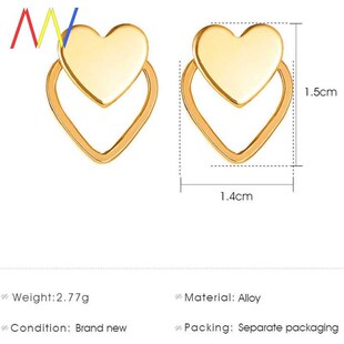 Gold Heart Earrings For Women Punk Hollow Stud Jewelry Gift