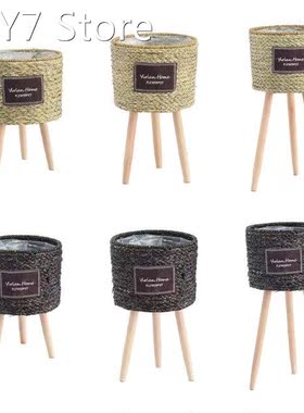 2022 New Nordic Straw Laundry Picnic Storage Basket with Sta