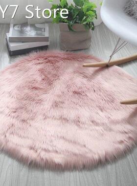 Round Soft Faux Sheepskin Fur Area Rugs For Bedroom Living R