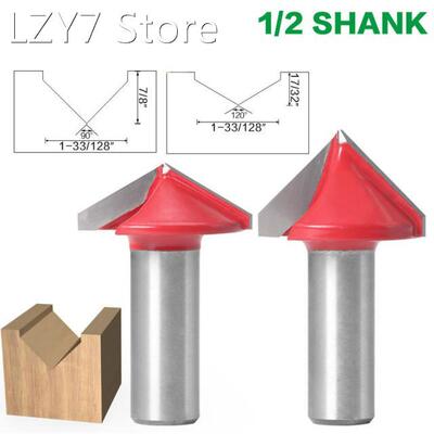 1PC 12mm 1/2shank V Groove Router Bits CNC Engraving Millin