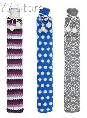 Extra Long Hot Water Bottle with Knitted Removable Cover Xma