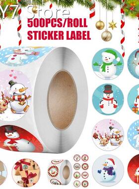 Pack Sticker Christmas Snowman Gift Pattern Stickers 1 Roll