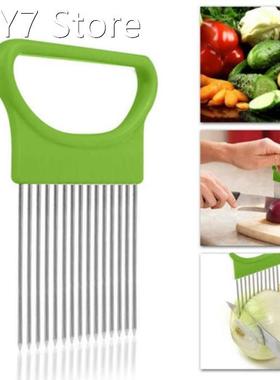 Onion Slicer Cutter Fork Stainless Steel Vegetable Fruit Sli