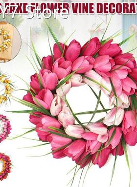 European-style Simulation Tulip Wreath Rattan Ornaments The