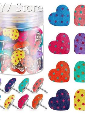 60pcs Colorful Heart Pushpins Decorative Heart-shaped Pushpi