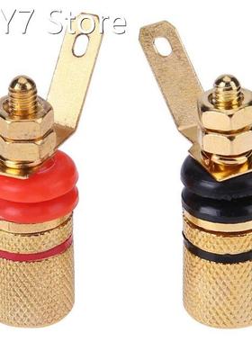 2pcs Gold Plated Amplifier Speaker Binding Posts Terminal 4m