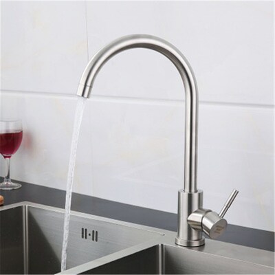 Kitchen Faucets Vertical Hot and Cold Taps Home Brushed Sink