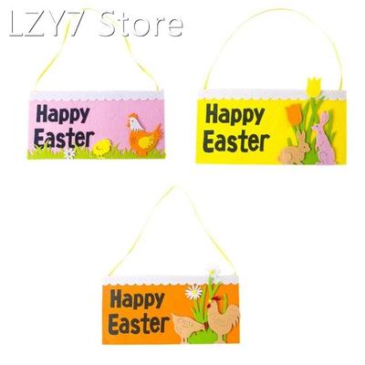 2022 New Happy Easter Hanging Sign Non Woven Fabric Rectangl