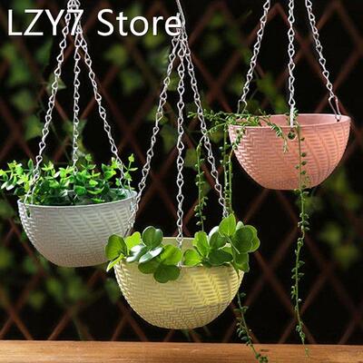 Balcony Chain Hanging Planters Flower Pot Basket Imitation R