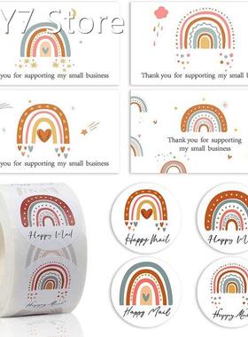 Round Rainbow Cartoon Sticker Cute Rectangle Commercial Gree
