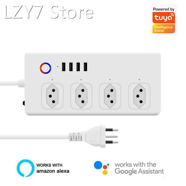 Brazil Plug Power Strip with 4 Outlets 4 USB Ports Home Offi