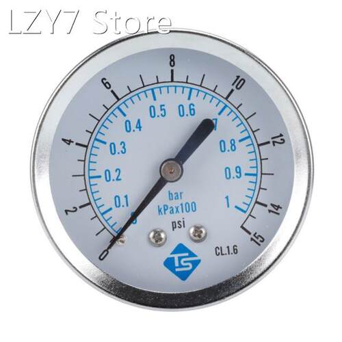 0-15psi 0-1bar/kpa*100 Pressure Gauge 1/4 NPT Back Mount 62