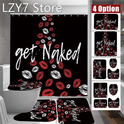 Bathroom Set Print Mildew-proof Waterproof Shower Curtain+ N
