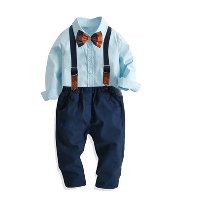 Boys' new suit shirt elastic belt pants 4-piece set