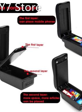 Dual-layer Armrest Box PU Leather Center Console Storage Con