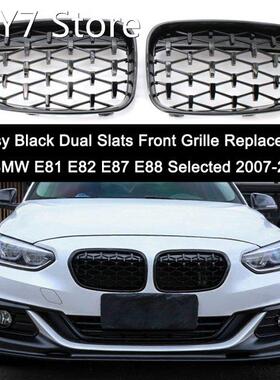 Glossy Black Dual Slats Front Grille Grill Replacement for B
